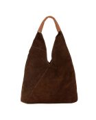 Eleonora donkerbruine leren schoudertas - 40x31x2 cm