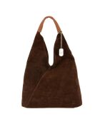Eleonora donkerbruine leren schoudertas - 40x31x2 cm