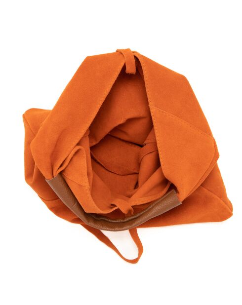 Eleonora Schultertasche aus orangefarbenem Leder - 40x31x2 cm