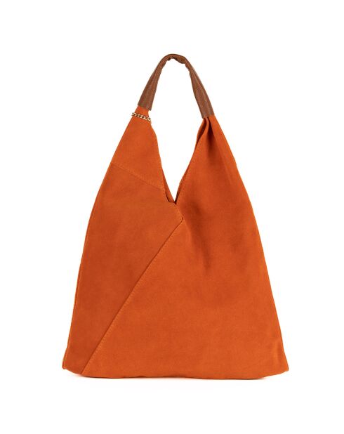 Eleonora Schultertasche aus orangefarbenem Leder - 40x31x2 cm
