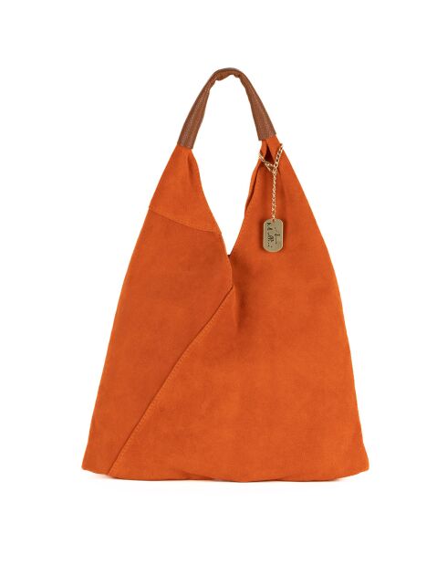Eleonora Schultertasche aus orangefarbenem Leder - 40x31x2 cm