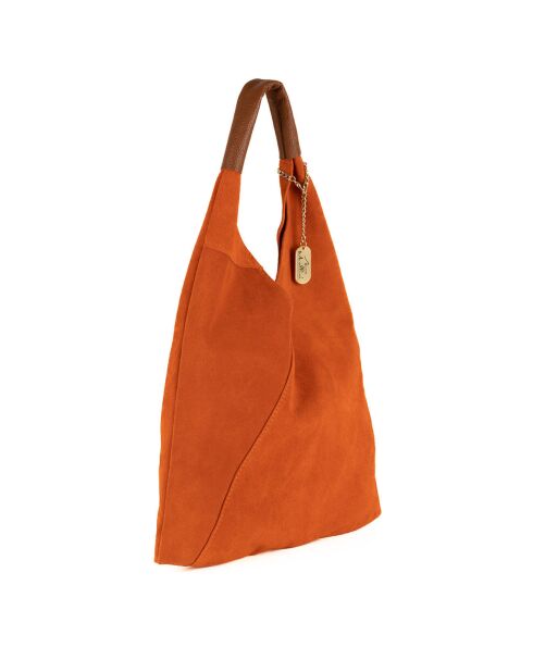 Eleonora Schultertasche aus orangefarbenem Leder - 40x31x2 cm
