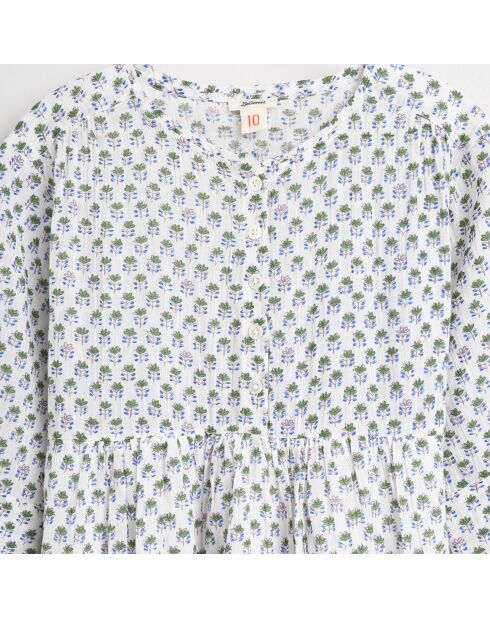Robe mi-longue en Coton Hoboes imprimée écru/vert