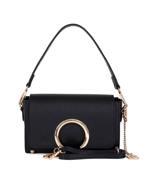 Giada zwarte leren handtas - 24x16x8 cm