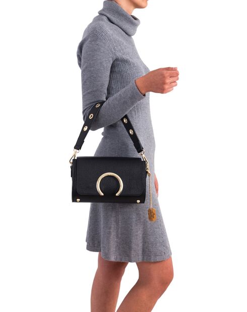 Giada zwarte leren handtas - 24x16x8 cm