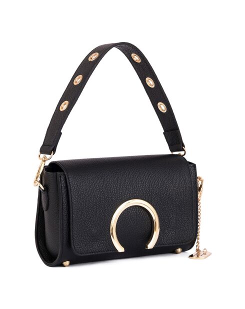 Giada zwarte leren handtas - 24x16x8 cm