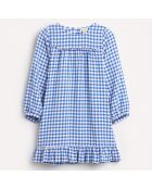 Robe courte Pénélope motif vichy à volant bleue