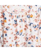 Robe courte Pénélope imprimé floral à volant écru/multicolore