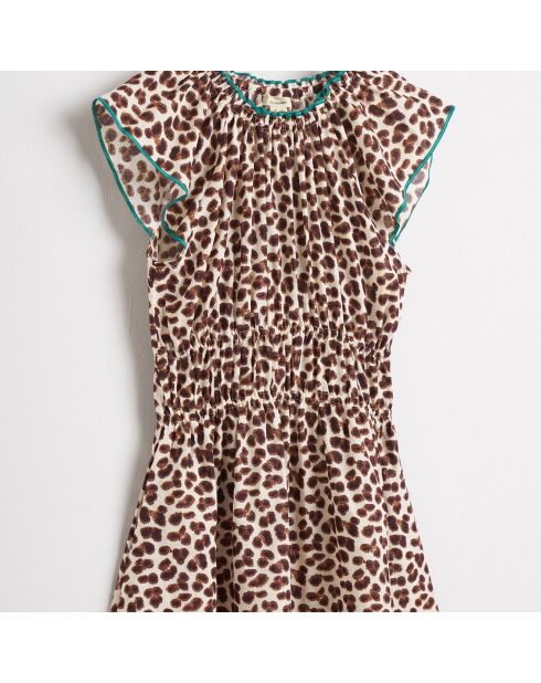 Robe courte Audry imprimé léopard marron