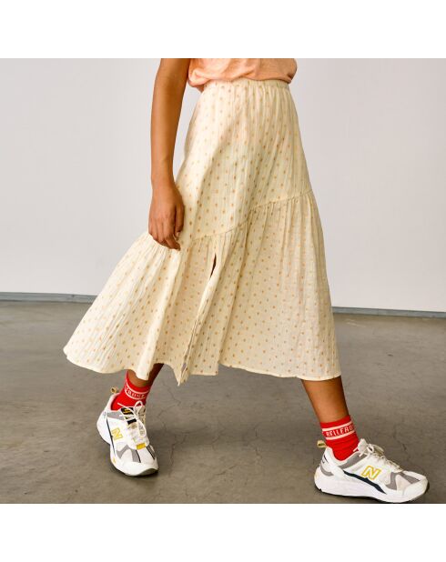 Langer Rock aus reiner Baumwolle mit gelbem Sonnenprint