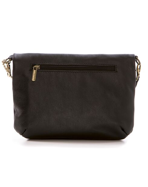 Alice zwarte leren schoudertas - 22x18x2 cm