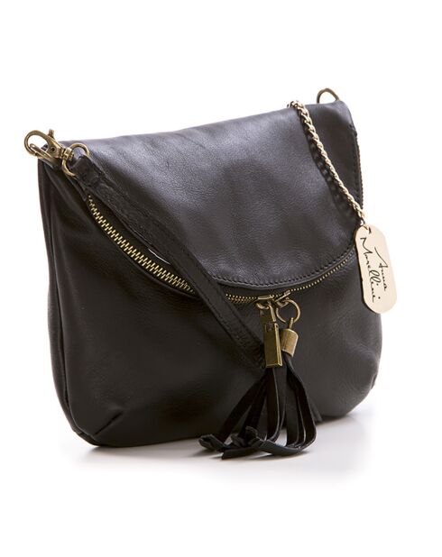 Alice zwarte leren schoudertas - 22x18x2 cm