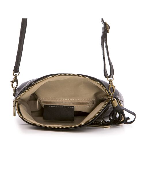 Alice zwarte leren schoudertas - 22x18x2 cm