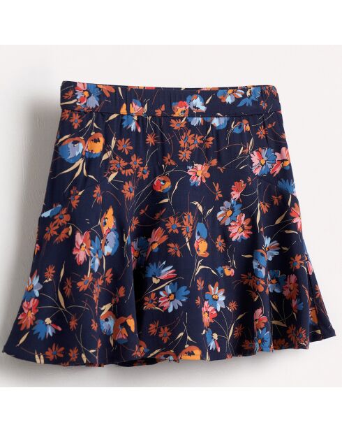 Jupe courte trapèze Pasha à fleurs noir/multicolore
