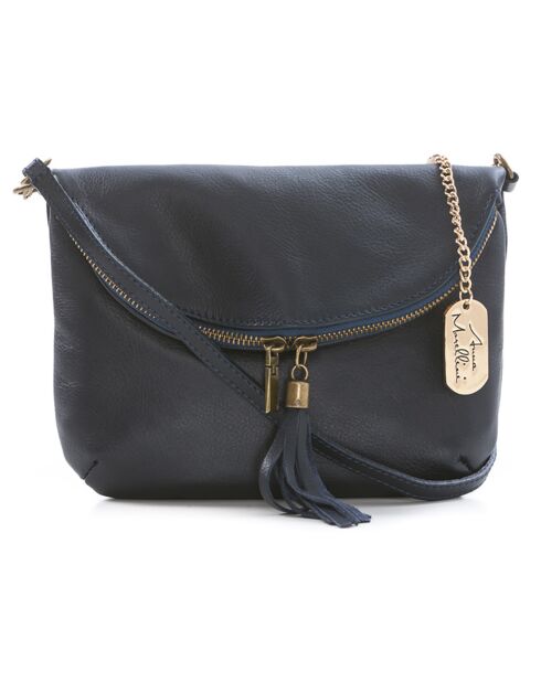 Alice Marine leren schoudertas - 22x18x2 cm