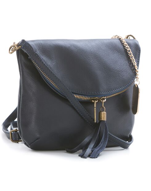 Alice Marine leren schoudertas - 22x18x2 cm