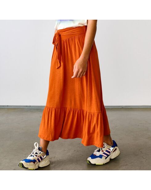 Rusty Orange Maxirock Varte aus Leinenmischung