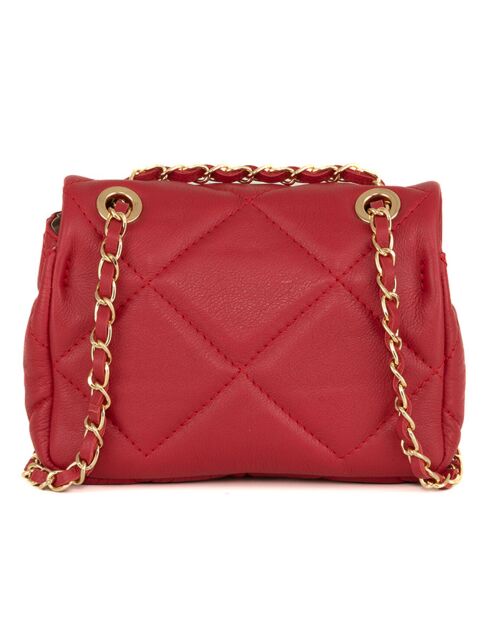 Rote Schultertasche aus Leder - 23x17x9 cm