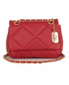 Rode leren schoudertas - 23x17x9 cm