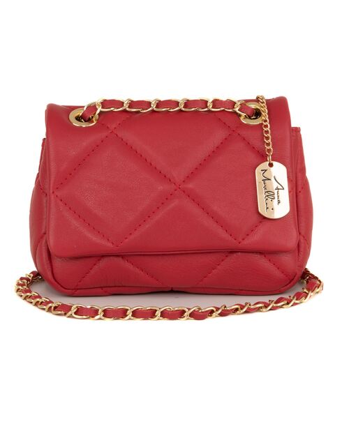 Rote Schultertasche aus Leder - 23x17x9 cm