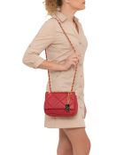 Rode leren schoudertas - 23x17x9 cm