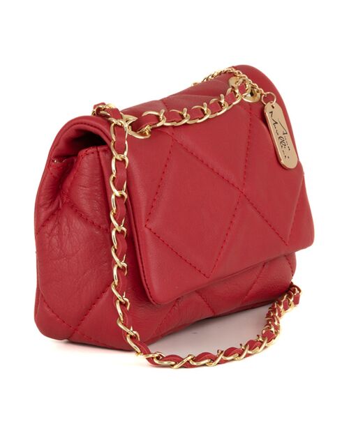 Rote Schultertasche aus Leder - 23x17x9 cm