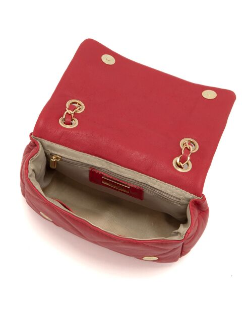 Rote Schultertasche aus Leder - 23x17x9 cm