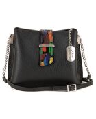 Vida Schultertasche aus schwarzem Leder - 22x17x10 cm