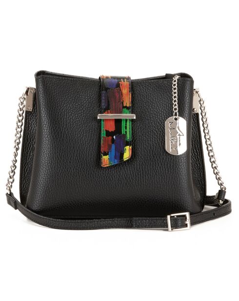 Bandolera Vida de piel negra - 22x17x10 cm