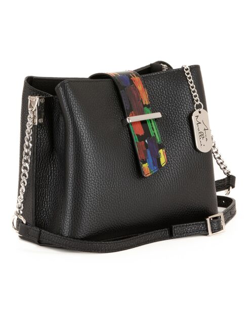 Bandolera Vida de piel negra - 22x17x10 cm