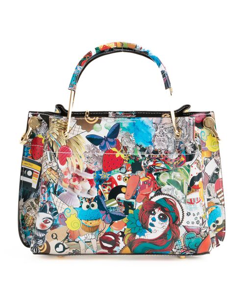 Borsa in pelle Marlit grigio/multicolore - 26x21x13 cm