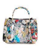Borsa in pelle Marlit grigio/multicolore - 26x21x13 cm
