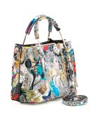 Borsa in pelle Marlit grigio/multicolore - 26x21x13 cm