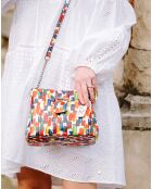 Borsa a tracolla Olivia in pelle bianco/multicolore - 23x18x9 cm