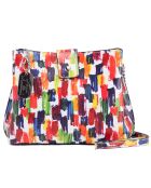 Borsa a tracolla Olivia in pelle bianco/multicolore - 23x18x9 cm