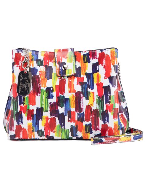 Borsa a tracolla Olivia in pelle bianco/multicolore - 23x18x9 cm