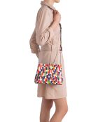 Borsa a tracolla Olivia in pelle bianco/multicolore - 23x18x9 cm