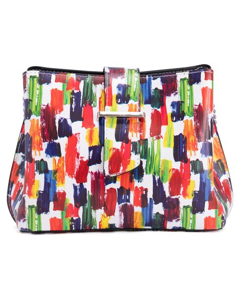 Borsa a tracolla Olivia in pelle bianco/multicolore - 23x18x9 cm