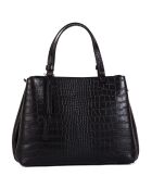 Schwarze Isabella Lederhandtasche - 30x21x12 cm