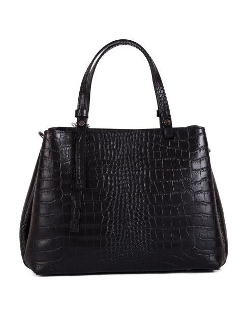 Schwarze Isabella Lederhandtasche - 30x21x12 cm