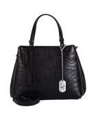 Schwarze Isabella Lederhandtasche - 30x21x12 cm