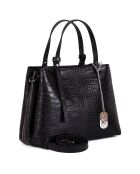 Schwarze Isabella Lederhandtasche - 30x21x12 cm