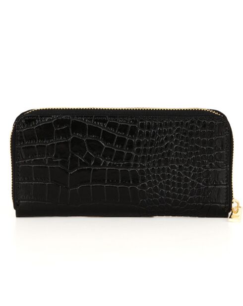 Sigismonda Geldbörse aus schwarzem Leder - 20x10x3 cm