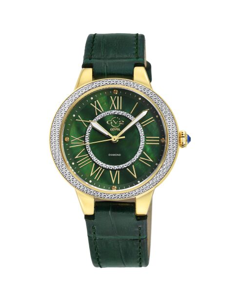 Montre Astor II Femme Quartz en Cuir & Diamants 0.024 ct verte