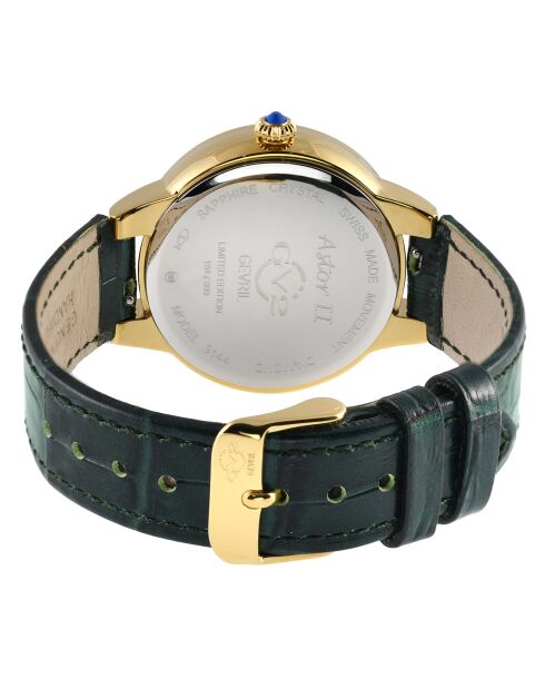Montre Astor II Femme Quartz en Cuir & Diamants 0.024 ct verte