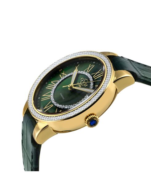 Montre Astor II Femme Quartz en Cuir & Diamants 0.024 ct verte