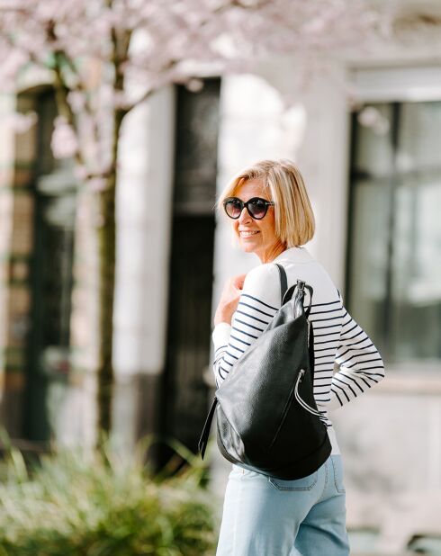 Zwarte leren rugzak Aureliana - 42x55x16 cm