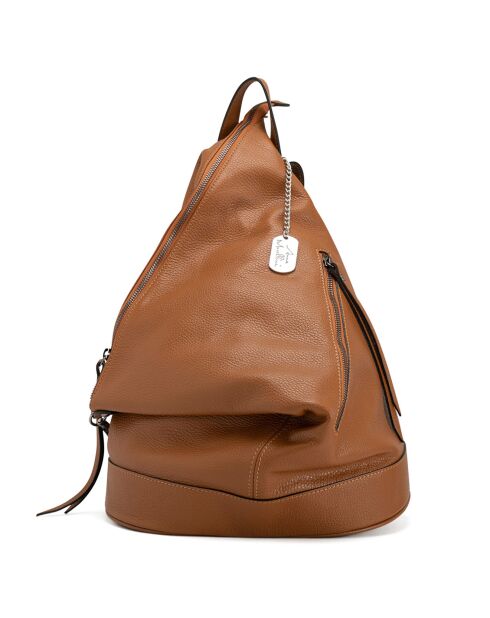 Aureliana Cognac leren rugzak - 42x55x16 cm