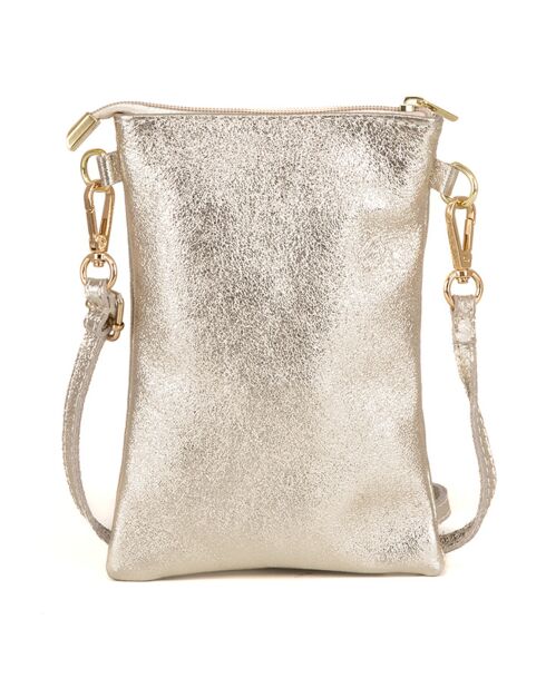 Erica gouden leren schoudertas - 14x21x1 cm