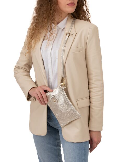 Erica gouden leren schoudertas - 14x21x1 cm